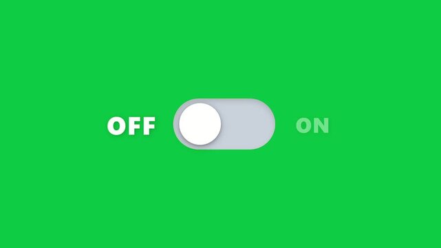 Toggle Switch Animation on Green Screen Transitioning Between Off and on States
