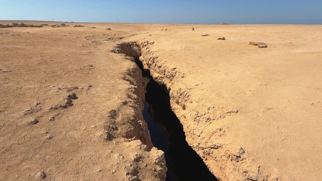 Close Up of the Famous Earthquake Crack Fissure Filled with Sea Water in Ras Muhammad National Park