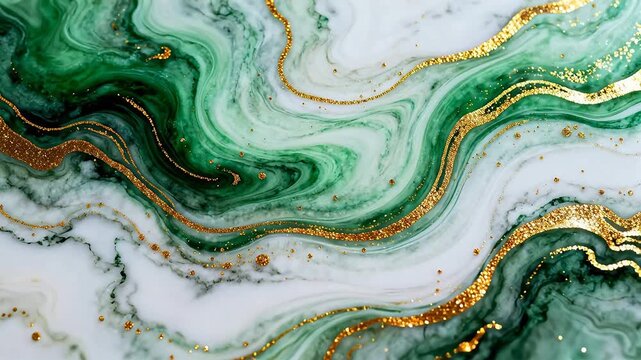 Abstract green and gold marble pattern