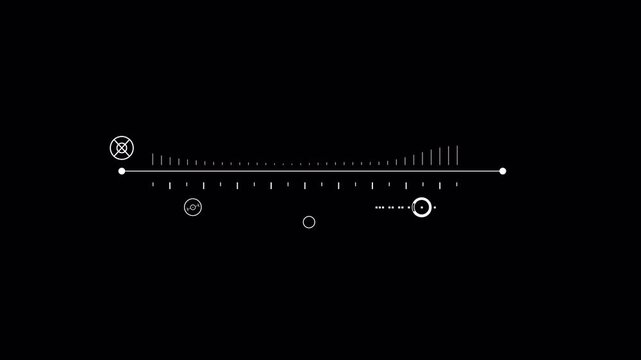 Futuristic HUD interface data measurement gauge with white digital graphics on black background.