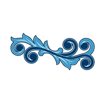 Blue floral scrollwork vector