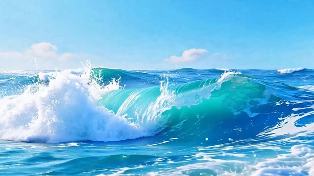 Ocean wave crashing with white foam