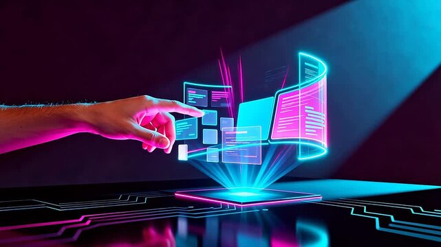 Hand interacting with holographic interface