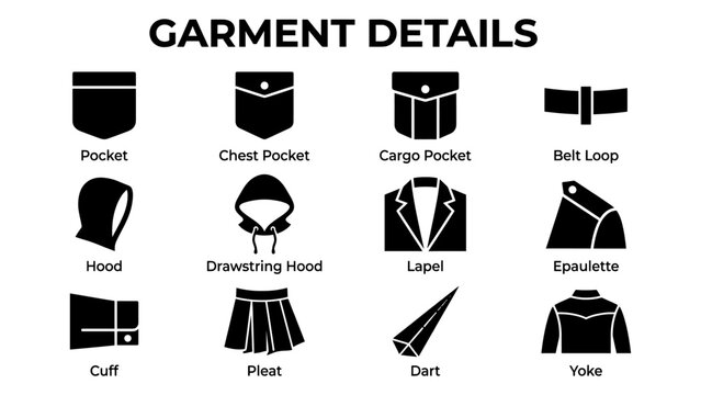 Garment Details and Clothing Components Icons
