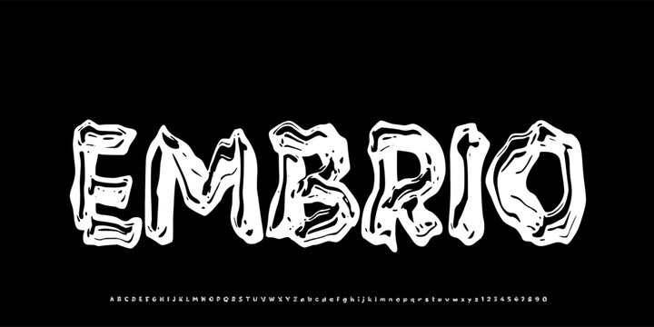 Black Glossy Embrio Text, Liquid Style Typography, Modern Shiny Calligraphy, Party Celebration Concept, Transparent Background, Vector Illustration