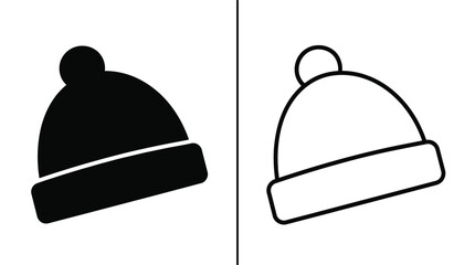 Fototapeta premium Beanies Black and White Simple Icons for Winter or Cold Weather Apparel for Graphic Use
