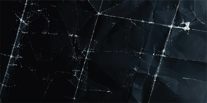 Industrial Shattered Glass Texture Background. Complex fracture patterns across a dark reflective surface with metallic highlights and structural tension. Premium abstract backdrop for cybersecurity, 
