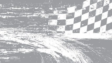Obraz premium Grunge racing flag background with ink splash effect Vintage checkered flag with rough distressed texture