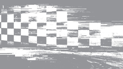 Obraz premium Grunge racing flag background with ink splash effect Vintage checkered flag with rough distressed texture