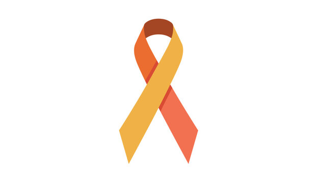 Stylized orange ribbon representing awareness campaigns for leukemia, kidney cancer, or multiple sclerosis.