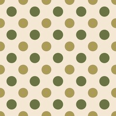 Autumn Polka Dot Seamless Pattern in Olive Green and Moss  © Shizuki