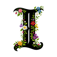 Obraz premium PNG Floral letter I illustration