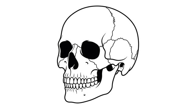 Black and white illustration of a skull with crossbones.