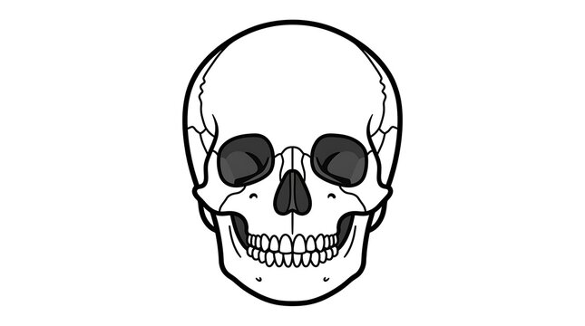 Black and white skull illustration icon design.
