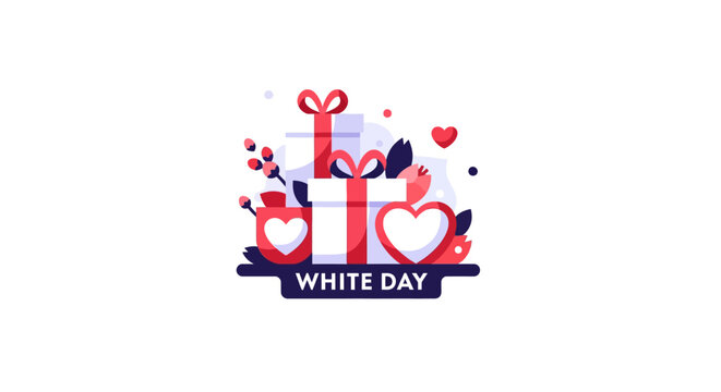 White Day Gift Box Illustration.