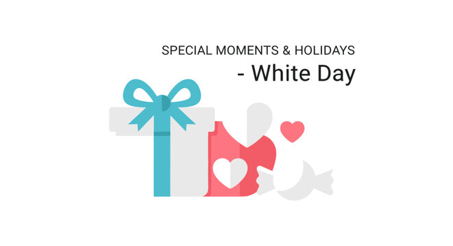 White Day Gift Box with Ribbon.