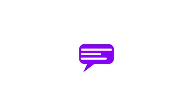 Flat message icon symbolizing conversation, or communication in modern user interface designs.4 k video....