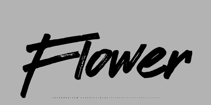 Flower font, A aggressive metal display font with chaotic forms, perfect for band logos, album covers, and dark music, clothing. vector illustration