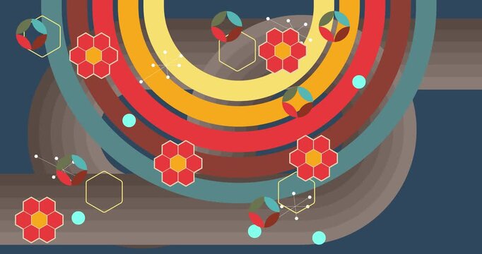 Retro 70s Background animation with Groovy 1970s art video. Minimalistic Vintage design, old-fashioned color artwork.