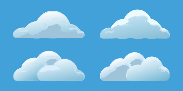 White clouds collection vector illustration with a blue background