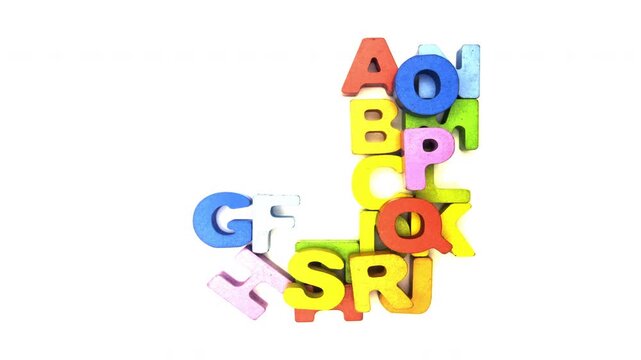 The alphabet with wooden letters makes the letter J