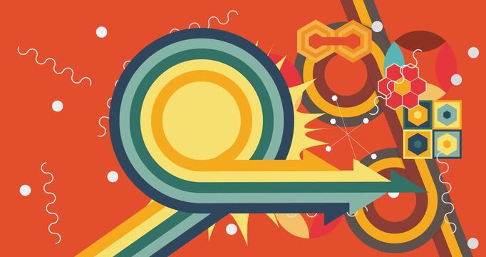Retro 70s Background animation with Groovy 1970s art video. Minimalistic Vintage design, old-fashioned color artwork.