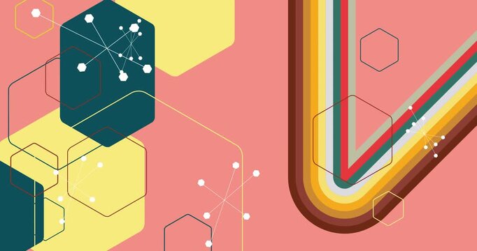 Retro 70s Background animation with Groovy 1970s art video. Minimalistic Vintage design, old-fashioned color artwork.