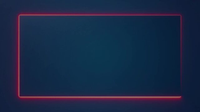Video Blue colur Light Frame on Dark Blackboard Background with Copy Space Colorful Red Glowing Lines run the sides 