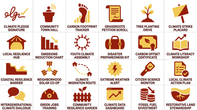 Environmental Conservation and Climate Action Flat Icon Set