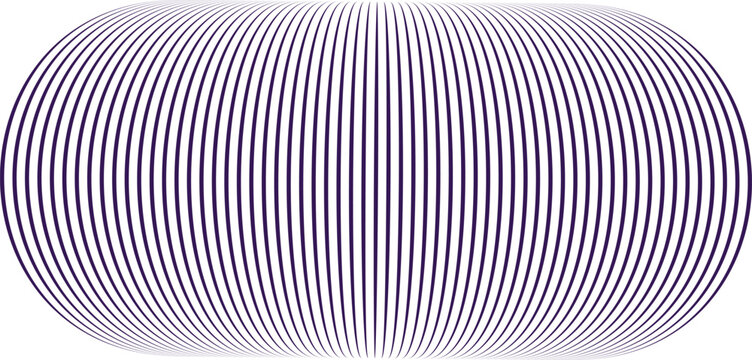 Abstract globe grid with dark purple vertical curved lines on transparent background.