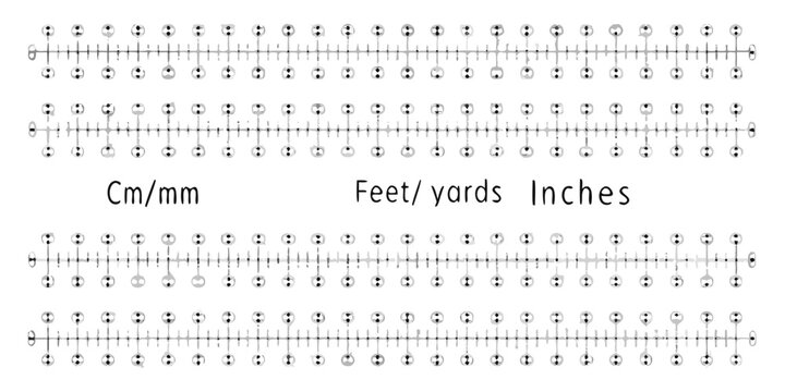Reference scales showing centimeters millimeters inches and feet vector illustration