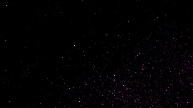 Beautiful purple glitters moving in slow motion on black background 4k video	