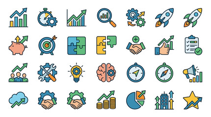Fototapeta premium Business icons for strategy and growth.