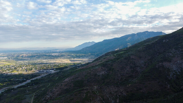 Aerial View of Fernwood Cabin Trail Wasatch Mountains Layton Utah in Spring