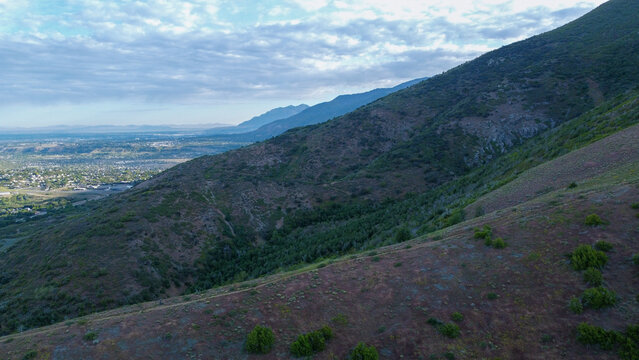 Aerial View of Fernwood Cabin Trail Wasatch Mountains Layton Utah in Spring