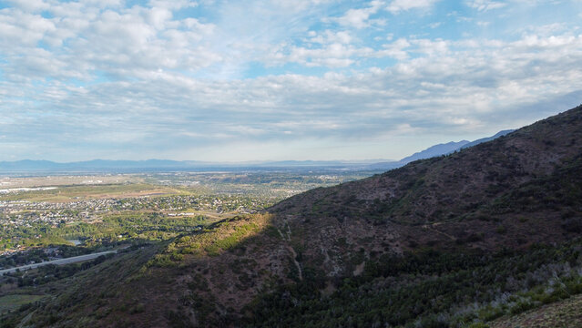 Aerial View of Fernwood Cabin Trail Wasatch Mountains Layton Utah in Spring