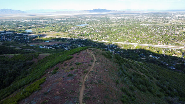 Aerial View of Fernwood Cabin Trail Wasatch Mountains Layton Utah in Spring