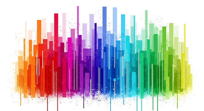 Colorful city skyline silhouette with artistic paint drips architecture colorful buildings abstract watercolor silhouette metropolis creative backdrop illustration artistic landscape
