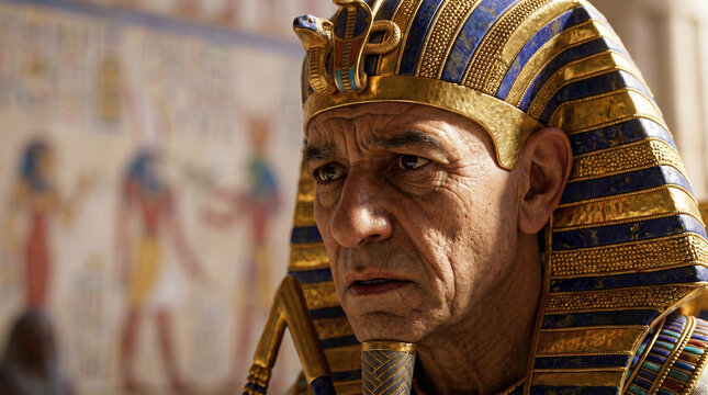 Joseph interpreting Pharaoh's prophetic dreams in the grand Egyptian palace. Seven fat cows and seven lean cows concept