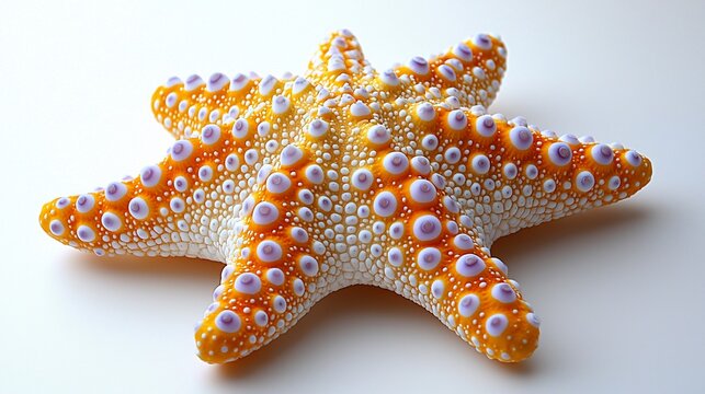 Orange starfish, ocean life, white background, nature,  stock photo