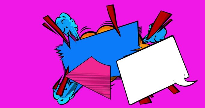 Cartoon background animation, comic book backdrop video. Retro comics pop art design.