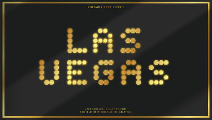Naklejka premium Las Vegas neon light dot matrix editable text effect on dark background vector