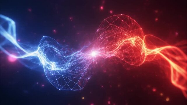 サファイアブルーの衝突から噴出する細かい火花と洗練されたプラズマ曲線