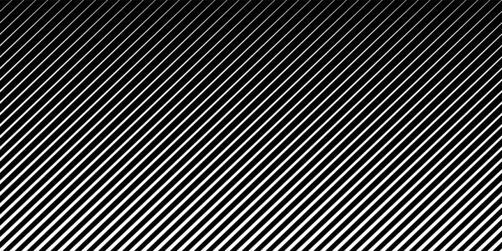 Slant line halftone gradation texture. Fading diagonal stripe gradient background. Vector oblique pattern backdrop. Black thin parallel line vanish wallpaper for overlay, print, cover, graphic design