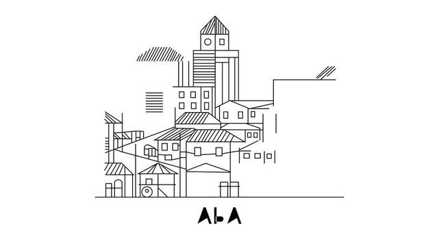 Simple line drawing of Aba city