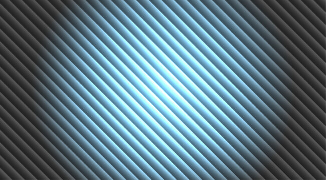 Abstract background, with diagonal metallic, ridges, glowing cyan, light gradient, and, dark grey shadows, in a repeating, parallel pattern
