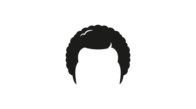 Black Silhouette Afro Hairstyle Icon Isolated on White Background