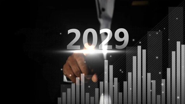 2029 growth forecast with rising bar chart animation