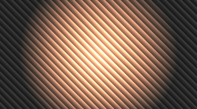 Abstract background, with diagonal stripes, glowing light gradient, from dark grey, to warm peach, orange, 3 d, rendered parallel lines