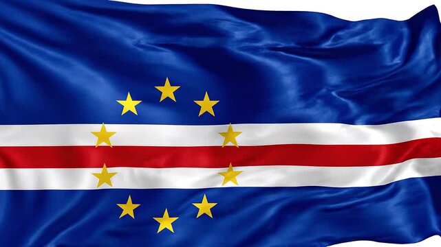 Cape Verde flag flowing in the air. Cabo Verde World cup